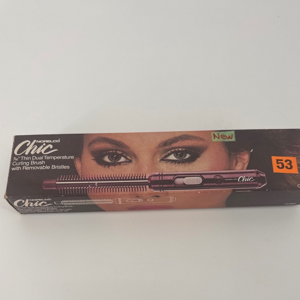 Norelco Chic CCB21 Women Curling Brush 7/16 Inch Brown Dual Temp Vintage 1983